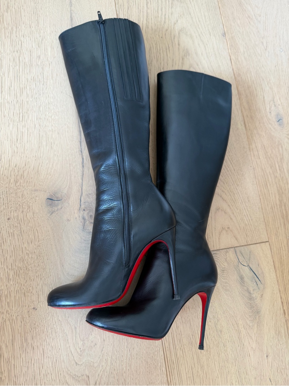 Christian Louboutin Black Knee-High Leather Stiletto FIFI Boots